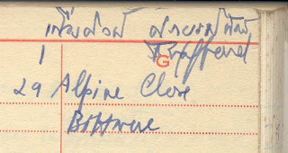 Fuengsin Trafford, 29 Alpine Close: inside cover of first volume of diary